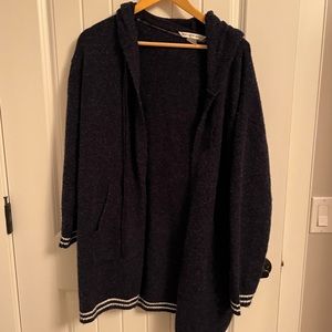 Blue and white long sweater